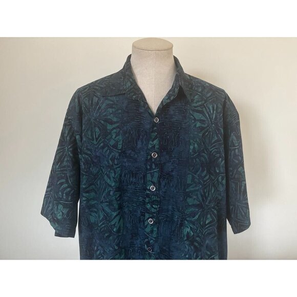 JOHARI WEST Shirt Men's 3XL Tropical Short Sleeve Button Up Camp Hawaiian Blue - Picture 2 of 6